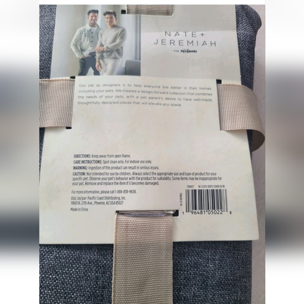 NEW Nate & Jeremiah Grey Linen Blend Cloth Crate Cover 24” Pet Furniture Accent - Picture 5 of 5